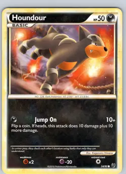 Pokemon TCG Houndour HGSS Undaunted 54/90 Regular Common Card Played MP - Image 1