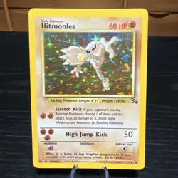 Pokemon Hitmonlee Fossil Holo Rare Card 7/62 - HP/MP - 1999 WOTC Vintage - Image 1