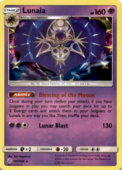 LUNALA 102/236 HOLO R COSMIC ECLIPSE POKEMON HOLO MP - Image 1