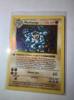 Pokemon Machamp 1st Edition Shadowless Holo Rare Base Set 8/102 100 - Image 1