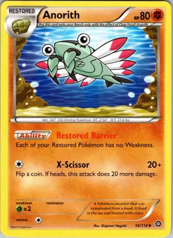 Pokemon TCG Anorith XY Steam Siege 56/114 Regular Uncommon Card NM - Image 1