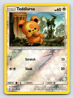 Teddiursa 171/236 Common Cosmic Eclipse Pokemon Reverse Holo Near Mint - Image 1