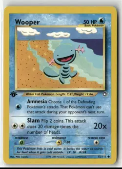 2000 Pokemon Neo - Genesis Vintage 1st Edition Wooper #82/111 - Image 1
