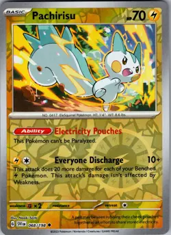 Pachirisu Scarlet & Violet 068/198 Uncommon Reverse Holo Pokemon Near Mint - Image 1