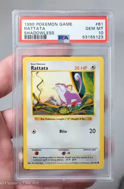 PSA 10 Pokemon 1999 Rattata Shadowless Base Set 61/102 - Image 1