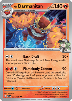 N's Darmanitan 027/159 Uncommon Journey Together Pokemon Near Mint - Image 1