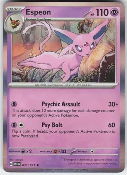 Espeon 033/131 Holo Rare SV: Prismatic Evolutions Pokemon Near Mint - Image 1