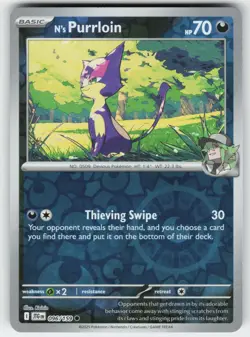 N's Purrloin 096/159 Common Journey Together Pokemon Reverse Holo Near Mint - Image 1