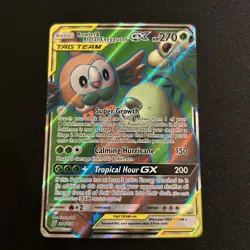 Pokemon Rowlet & Alolan Exeggutor GX 214/236 Ultra Rare Full Art Holo Tag Team - Image 1