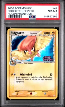 2006 POKEMON EX HOLON PHANTOMS #49 PIDGEOTTO-REVERSE FOIL PSA 8 - Image 1