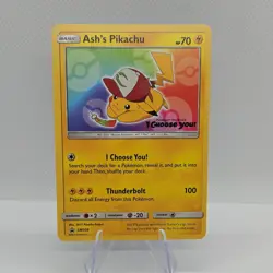 Pokemon TCG Ash's Pikachu SM108 SM Promo Regular Basic HP70 Thunderbolt 2017 - Image 1