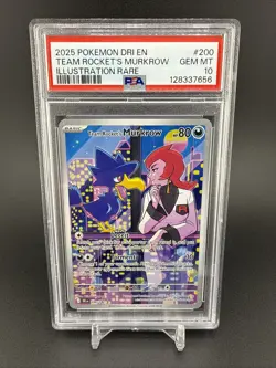 Pokemon TCG Team Rocket's Murkrow Sv10 Illustration Rare Holo PSA 10 - Image 1