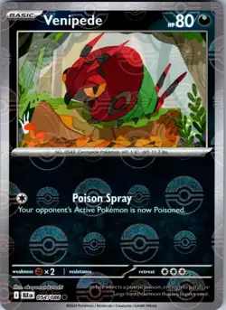 Venipede (Poke Ball Pattern) 054/086 Holo Common Black Bolt Pokemon Holo NM - Image 1