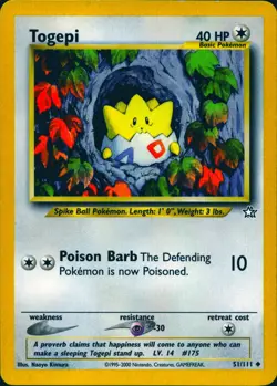 TOGEPI 51/111 UNCOMMON NEO GENESIS POKEMON UNLIMITED LP - Image 1