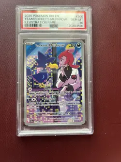 Pokemon Team Rocket's Murkrow Illustration Rare Holo 200/182 SV10 PSA 10 - Image 1