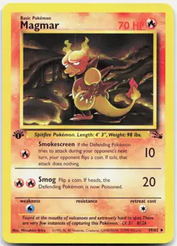 Pokemon TCG Magmar Fossil Uncommon 39/62 1st Edition - Image 1