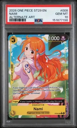 2026 ONE PIECE NAMI ALTERNATE ART STARTER DECK ST29-EGGHEAD #008 PSA 10 LOW POP - Image 1