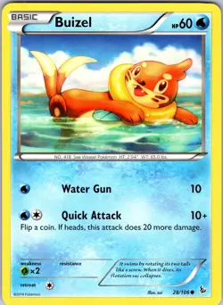 Pokemon TCG Buizel XY Flashfire 28/106 Regular Common Card NM - Image 1