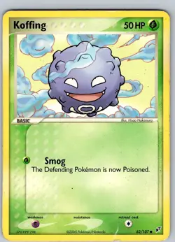 Pokemon TCG Koffing EX Deoxys 62/107 Regular Common Card Played MP - Image 1