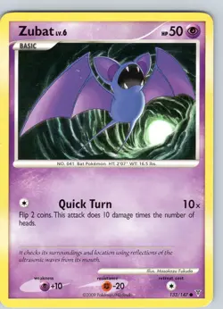 Pokemon TCG Zubat Lv.6 Platinum Supreme Victors 133/147 Regular Common Card LP - Image 1