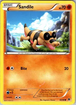 Pokemon TCG Sandile B&W Emerging Powers 60/98 Regular Common Card Played MP-LP - Image 1