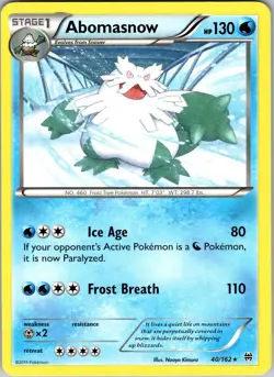 Pokemon TCG Abomasnow XY BREAKthrough 40/162 Regular Rare Card NM - Image 1