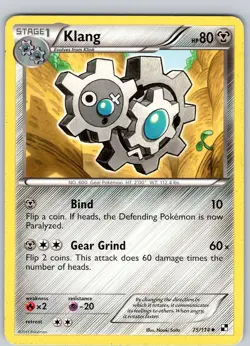Pokemon TCG Klang Black & White Base Set 75/114 Regular Uncommon Card Played LP - Image 1
