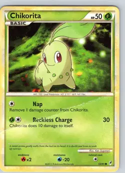 Pokemon TCG Chikorita Call Of Legends 53/95 Regular Common Card Played HP - Image 1