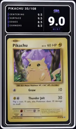 Evolutions Regular Base Pikachu 35/108 Pokemon TCG Game - CGA 9.0 Digital Grade - Image 1