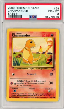 2000 POKEMON BASE II SET - CHARMANDER # 69/130 - PSA 6 - Image 1