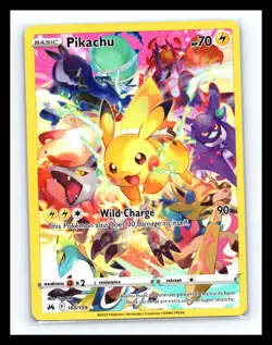 💥 Pikachu Full Art Secret Rare Holo 160/159 Crown Zenith Sword Shield Pokemon - Image 1