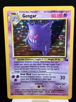 Gengar Pokemon Fossil 1999 Unlimited Holo 5/62 LP - Image 2
