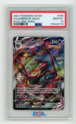 2021 Pokemon SWSH Evolving Skies Umbreon VMAX Card 95/203 PSA 10 - Image 1