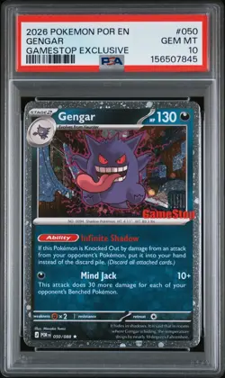 💫 SWIRL Gengar PSA 10 Gem Mint Gamestop Stamped #050 Perfect Order Pokemon 2026 - Image 1