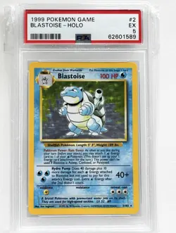 1999 Pokemon TCG Base Set Blastoise 2/102 Holo Rare English PSA 5 - ONE OWNER - Image 1