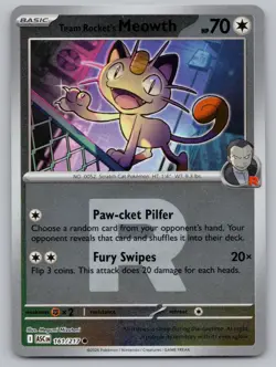 Team Rocket's Meowth (Team Rocket) 161/217 Ascended Heroes Pokemon Reverse NM/M - Image 1