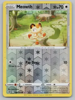 Meowth 199/264 Common Fusion Strike Pokemon Reverse Holo LP - Image 1