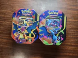 Mega Charizard X and Y Tins Sealed 2026 Set of 2 Pokemon TCG Phantasmal Flames - Image 1