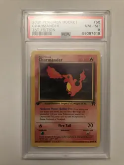 2000 Pokemon Team Rocket 1st Ed. Charmander #50 PSA 8 Near Mint - Mint Fresh - Image 1