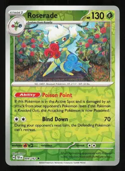 Roserade 009/162 Reverse Holo NM Pokemon TCG S&V Temporal Forces TEF - Image 1