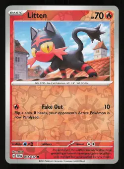 Litten 032/162 Reverse Holo NM Pokemon TCG Scarlet & Violet Temporal Forces TEF - Image 1