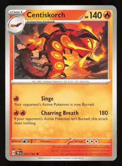 Centiskorch 037/162 Regular NM Pokemon TCG Scarlet & Violet Temporal Forces TEF - Image 1
