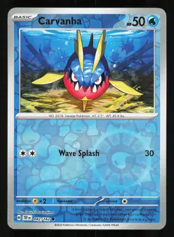 Carvanha 042/162 Reverse Holo NM Pokemon TCG S&V Temporal Forces TEF - Image 1
