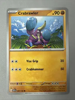 Pokemon TCG * SV Stellar Crown * 87/142 Crabrawler Common * FRESH PK - Image 1