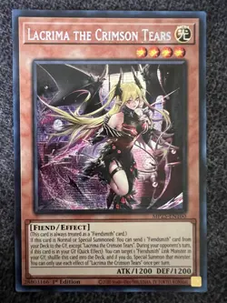 Yugioh Lacrima the Crimson Tears MP25-EN100 Prismatic Secret Rare 1st Edition NM - Image 1
