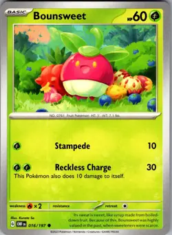 Bounsweet Obsidian Flames 016/197 Common Pokemon Near Mint - Image 1