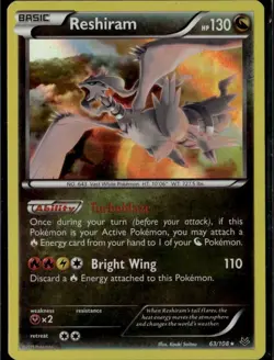 Reshiram Holo Rare XY Roaring Skies 63/108 Dragon Holo Pokemon Card - Image 1