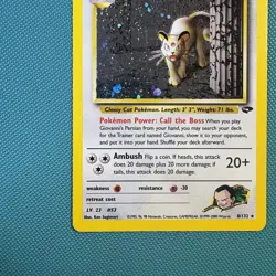 Pokemon Vintage Holo Giovanni's Persian 8/132 Gym Challenge Rare WotC 2000 - Image 5