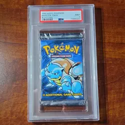 WOTC 1999 Pokemon Base Set Pack. Sealed/Graded Foil Pack. Blastoise Art. PSA 9 - Image 1