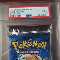 WOTC 1999 Pokemon Base Set Pack. Sealed/Graded Foil Pack. Blastoise Art. PSA 9 - Image 3